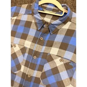Men's STIO Plaid Flannel Shirt Size XL 100% Organic Cotton Blue